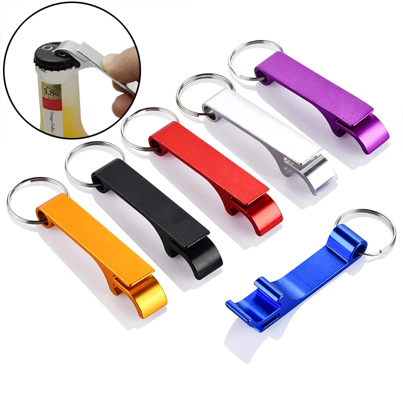 Color Mini Bottle Opener Metal Beer Drink Can Opener Keychain Small Practical Flat Portable Bottle Opener Suitable For Kitchen