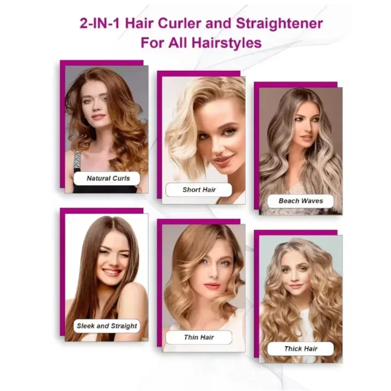 ไดร์เป่าผมและที่หนีบผม 2-in-1 เครื่องจัดแต่งทรงผมแบบไอออนลบความร้อนคู่เพื่อการเป่าผมให้แห้งเร็วและยืดผม ใช้งานได้สะดวกทั้งที่บ้านและที่เดินทาง