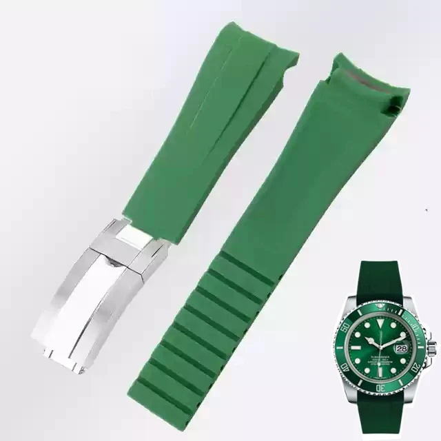 20mm 21mm Rubber Watchband accessory for Rolex Submariner DAYTONA GMT Yacht-Master Silicone Strap Black Watch Band Bracelet