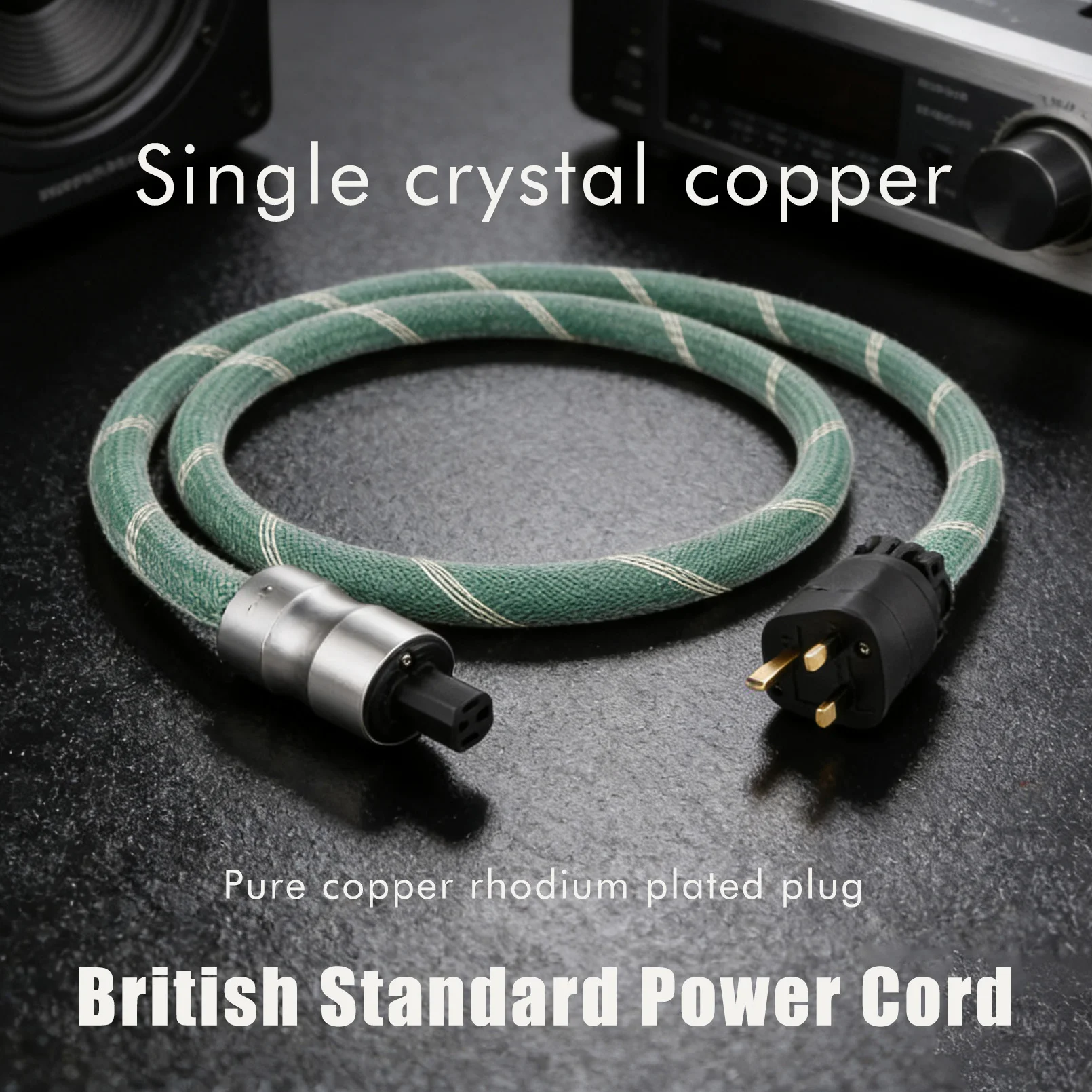 

High-End UK IEC AC Power cable Female Male Power Plug Power Cable Cord Wire OFC Pure Copper Rhodium Plated UK Plug