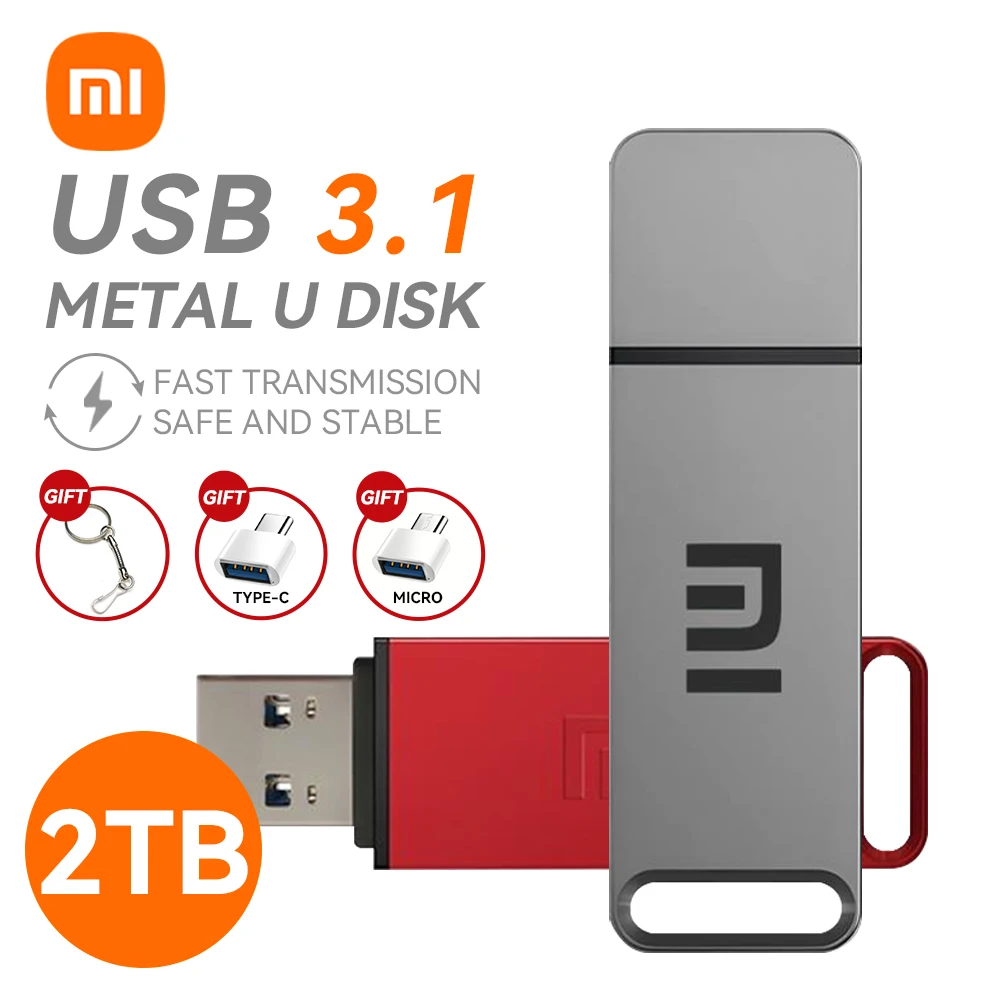 샤오미 USB 3.1 플래시 드라이브, 고속 펜 드라이브, 상호 변속기 휴대용 방수 스틱 저장 장치, 2TB, 1TB, 512GB