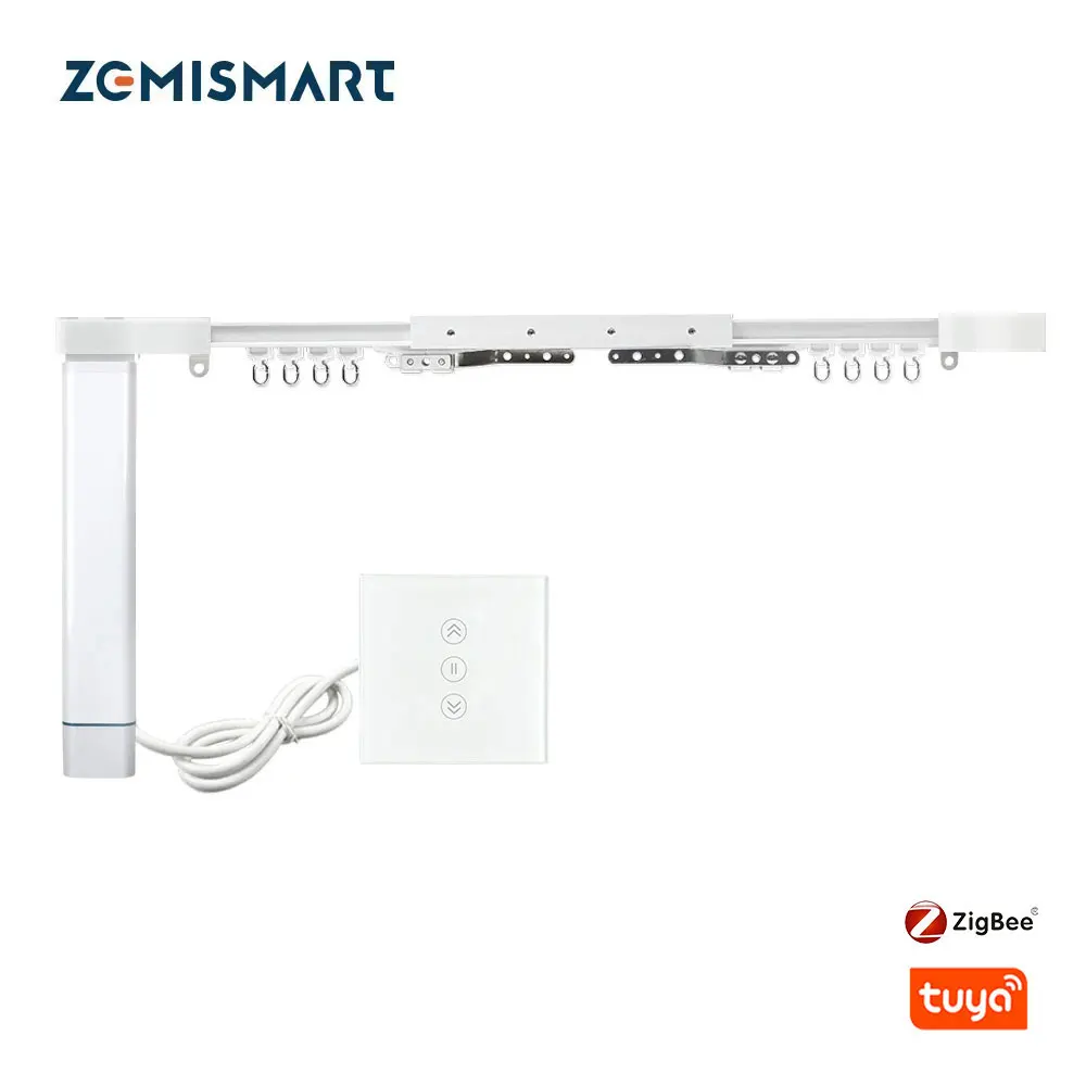 Zigbee Smart Curtains With Curtain Track Wall Switch Motorized Curtains Rod SmarThings Control Smart House