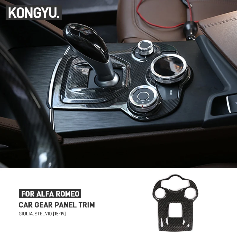 Real Carbon Fiber Car Center Console Gear Shift Frame Panel Cover Trim For Alfa Romeo Giulia Stelvio 2015 2016 2017 2018 2019