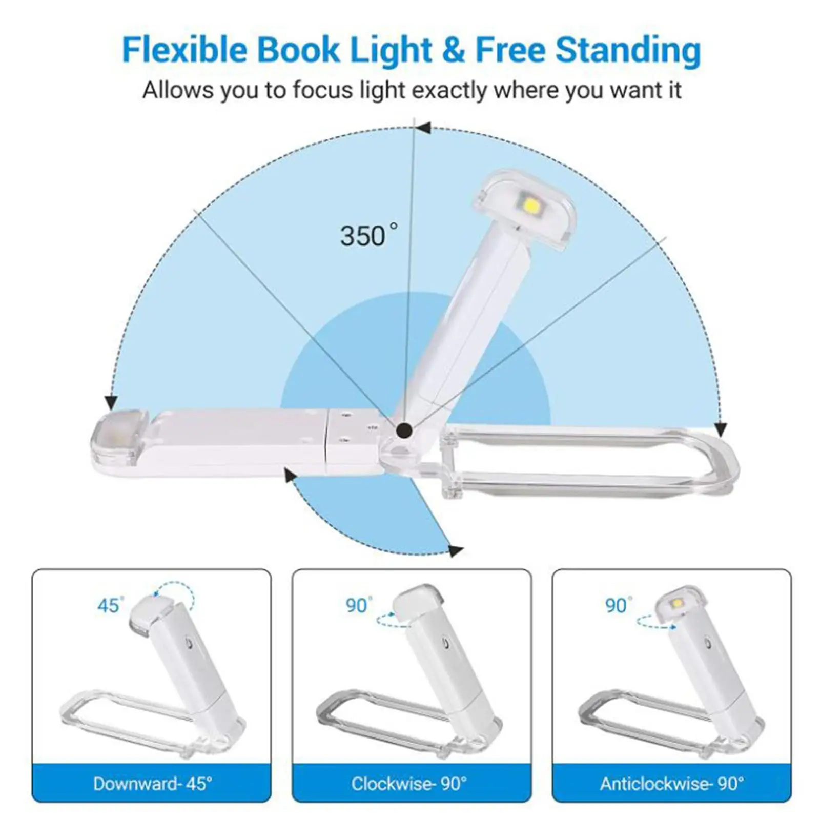 Adjustable Reading Lights Warm LED Book Light Clip Lamp Battery Operated for Bookworms Kids Adults