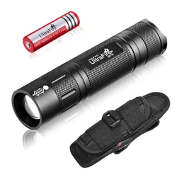 UltraFire SP10 LED Tactical Flashlight Single Mode High Power 800 Lumens Small Torch Zoomable Flash Lights Duty Belt with Holder