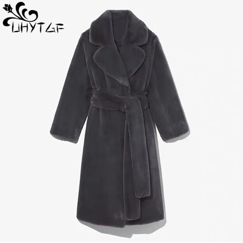 Rabbit Hair Imitation Mink Fur Coat Women Thick Plush Furry Long Jacket Female European and American Autumn Winter Overcoat 524
