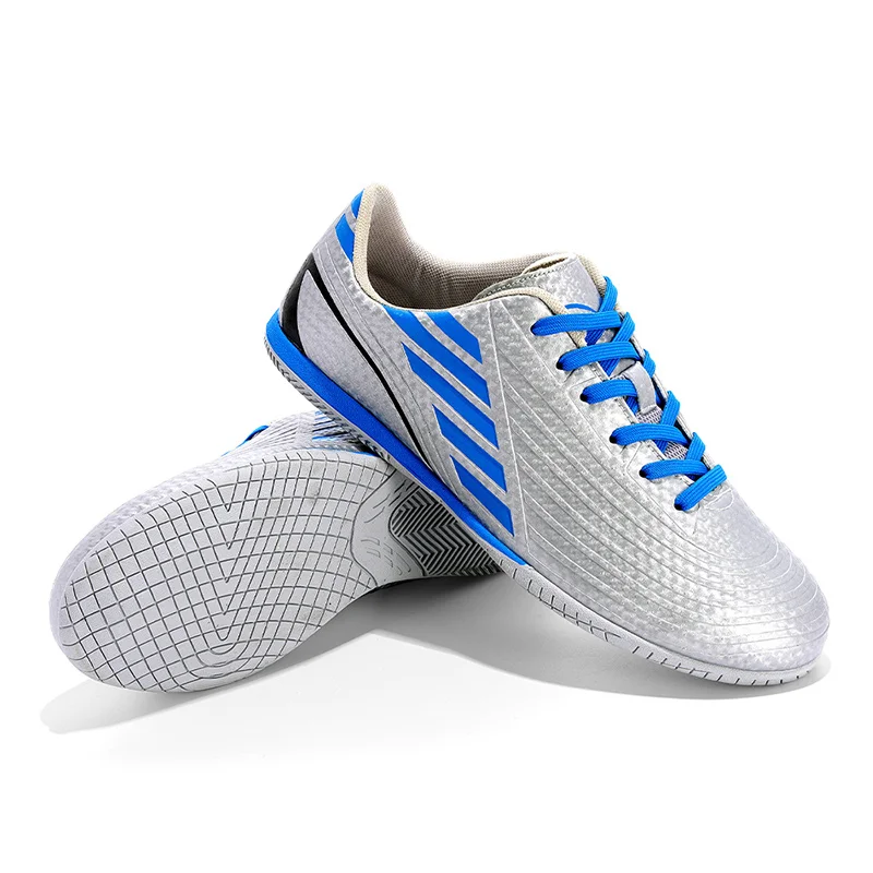 Zapatos de fútbol profesionales para hombre, zapatillas de entrenamiento con pinchos largos, color negro y azul, para exteriores