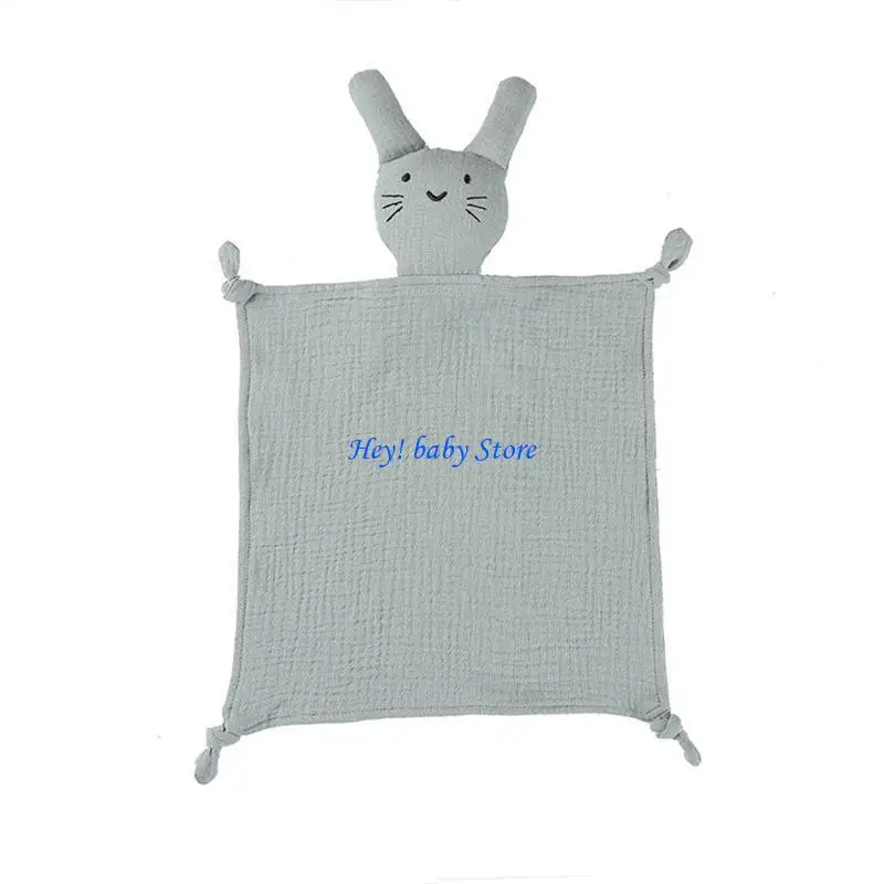 

Q1FE Baby Security Blanket Soothe Appease Towel Soft Cotton Gauze Animal for Cat for Doll Teething Bib Infants Comfort Sleeping