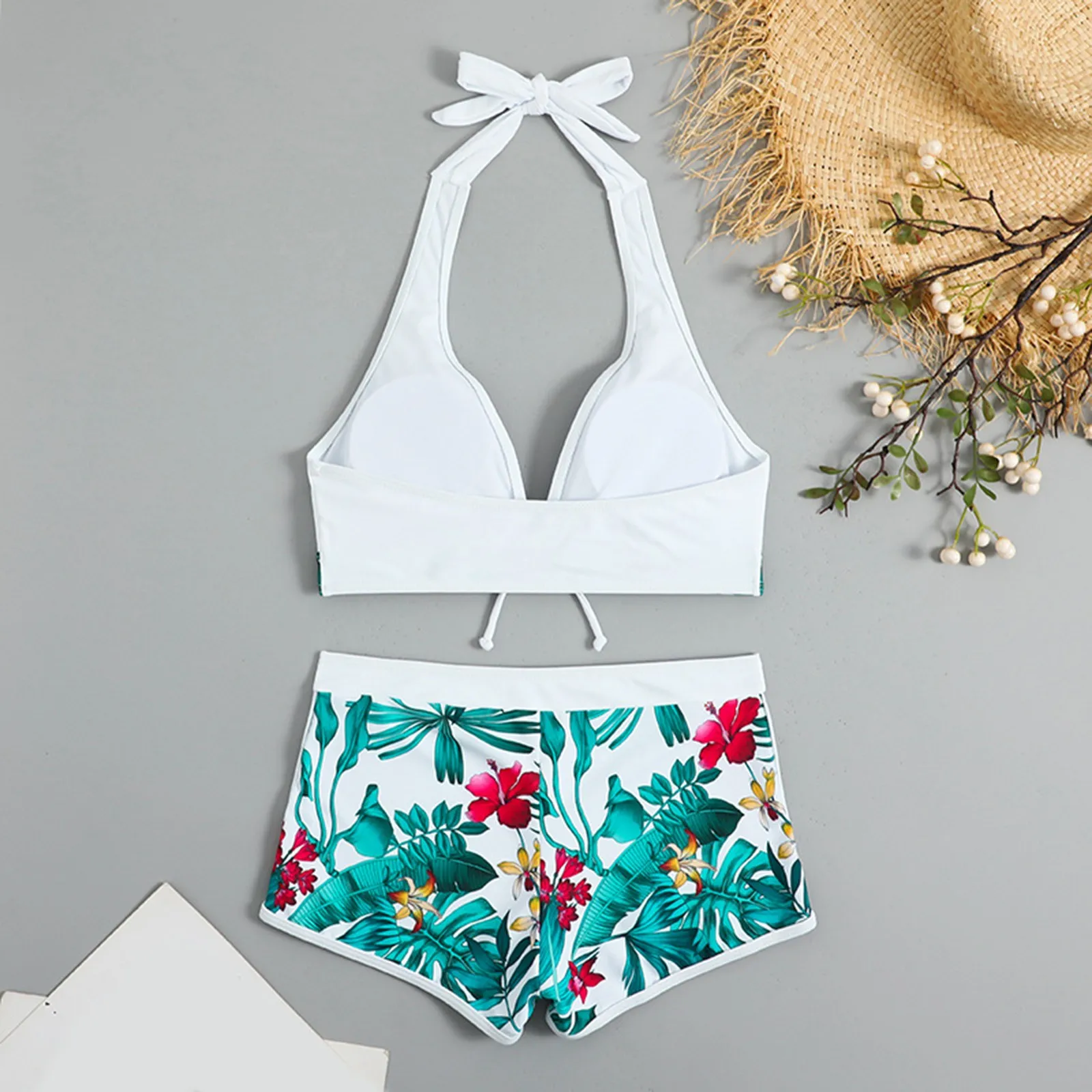 Bikinis Sets For Teens Cheap Women Swimwear Bikinis Tropical Prints Swimsuit Swimsuit Ladies Shorts Two Piece купальники