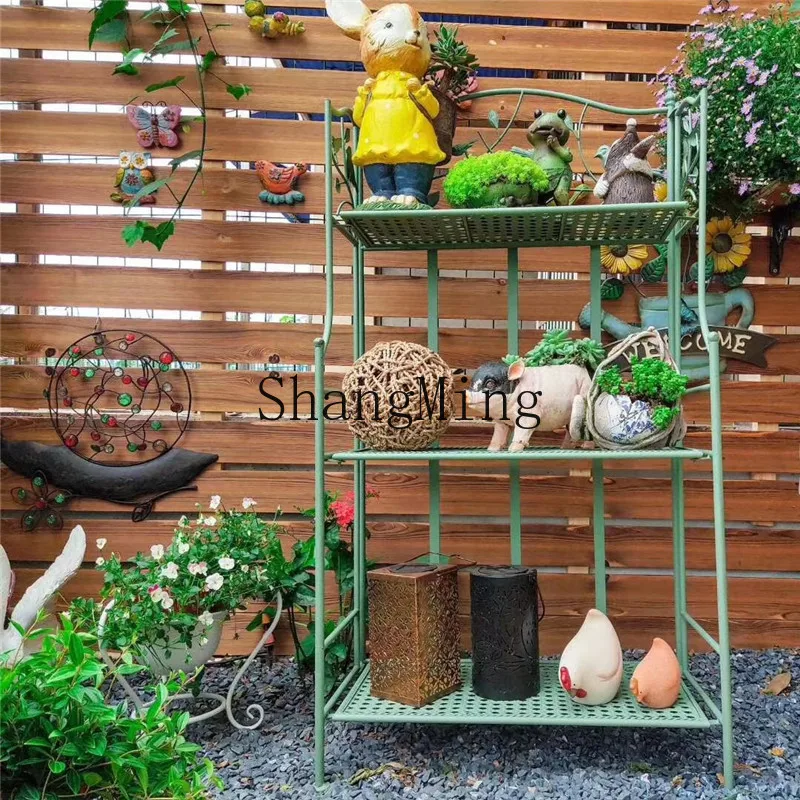 FG wrought iron bird three-layer flower stand flower pot stand potted plant outdoor balcony simple flower succulent green plant