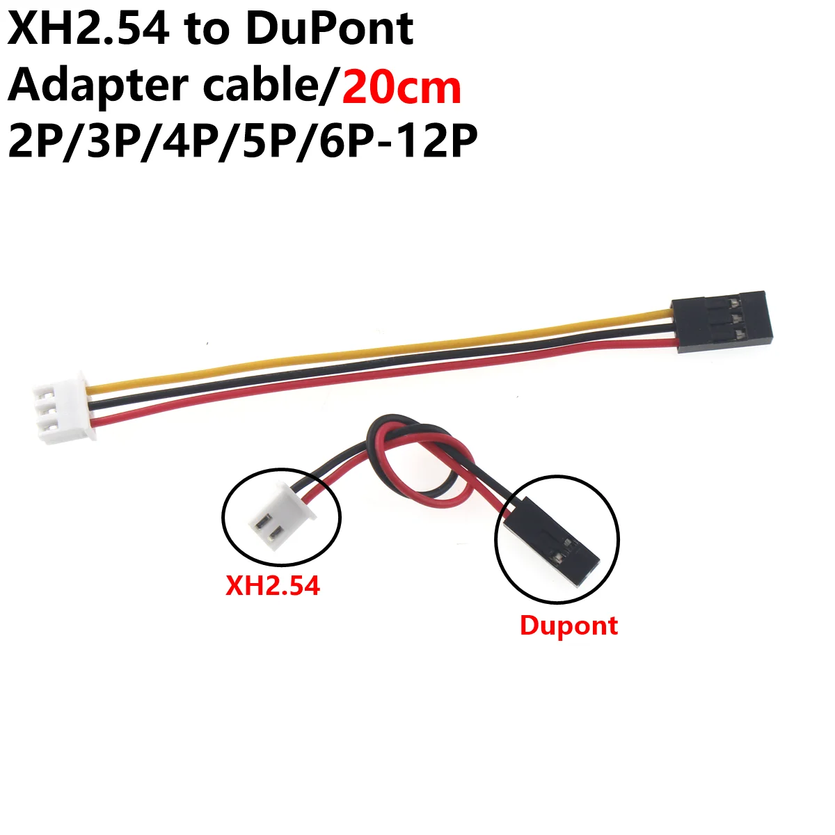 10PCS XH2.54 to DuPont head 2P/3P/4P/5P/6P/7P/8P/10P/12P 20cm connecting cable adapter