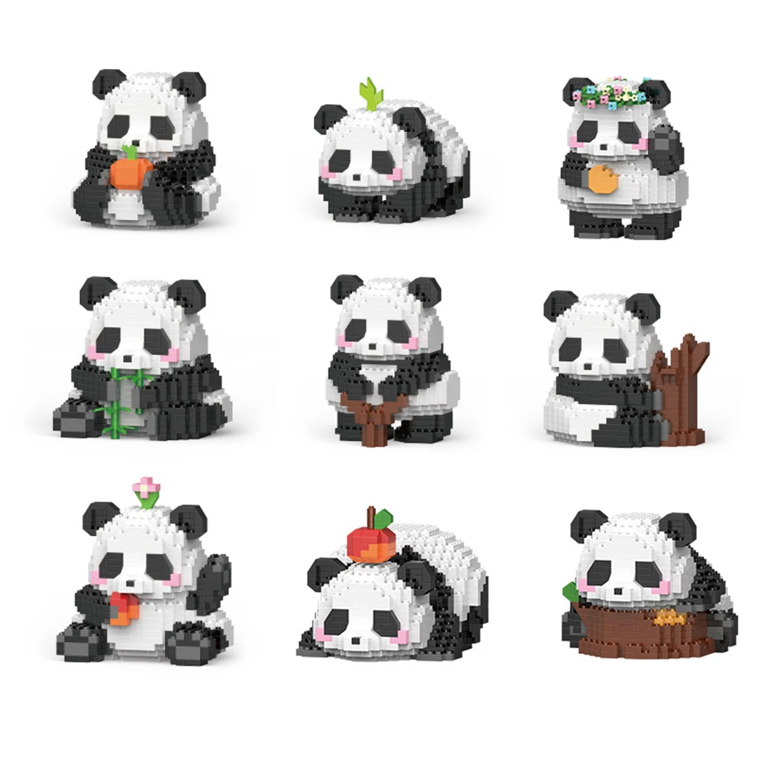 Newest Kawaii Panda Life Micro Building Blocks Cute Animal Model Nano Mini Bricks Figure Kid Toys Birthday Santa Gifts