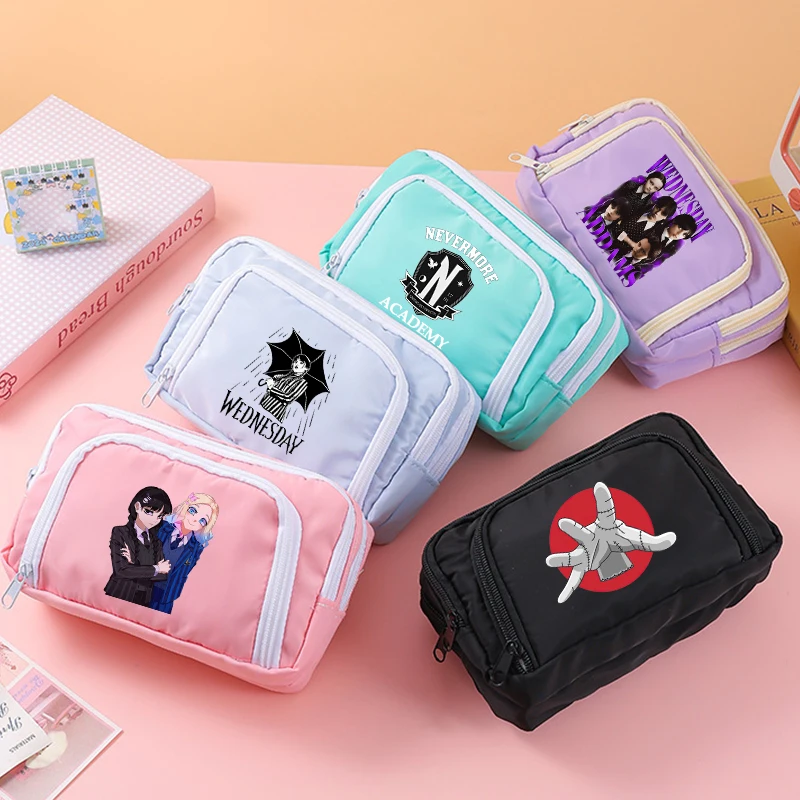 

Wednesday Series Pencil Bag Multi Layer Addams Large Capacity Pen Case for Students Back To School Stationery Supplies Gifts
