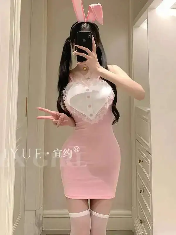 Sexy Puro Desiderio Sexy Bunny Girl Nightclub Uniforme Anime Gioco di ruolo Abito Elegante Canotta Mini Abito 2025 Nuovo Top di moda XGO8