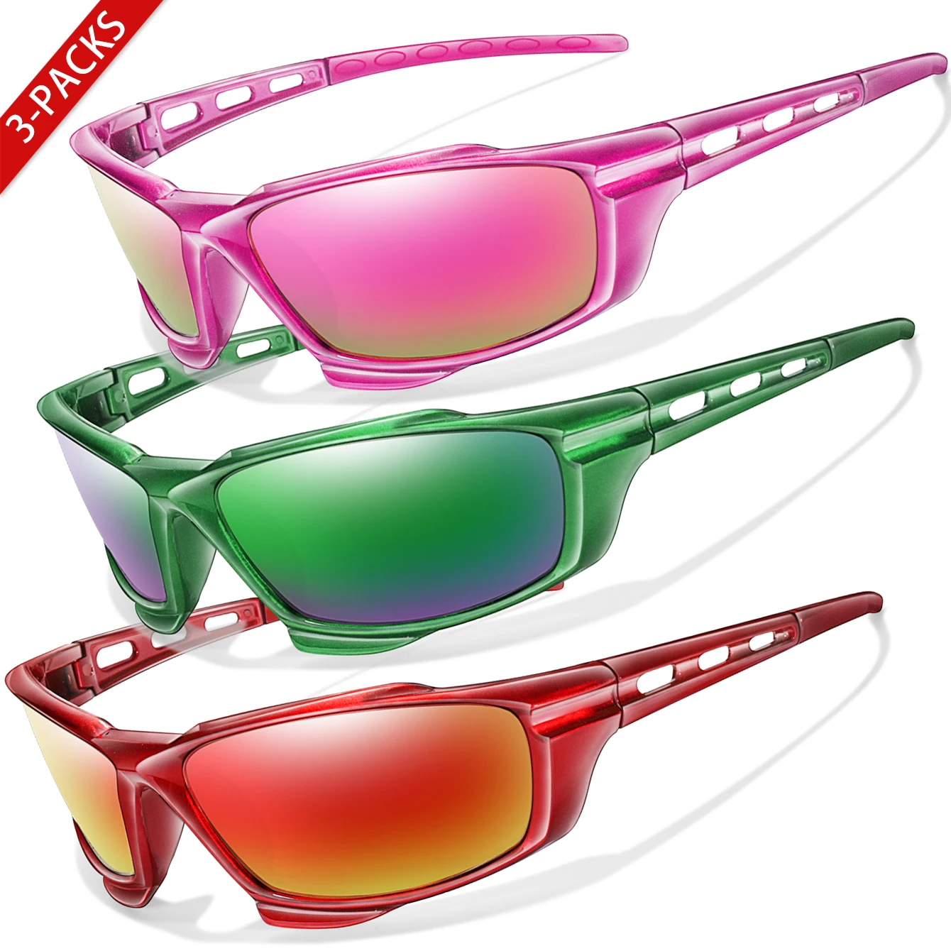 3 أزواج من النظارات الشمسية المستقطبة للرجال، نظارات رياضية للنساء، نظارات ركوب الدراجات والجري والقيادة وصيد الأسماك