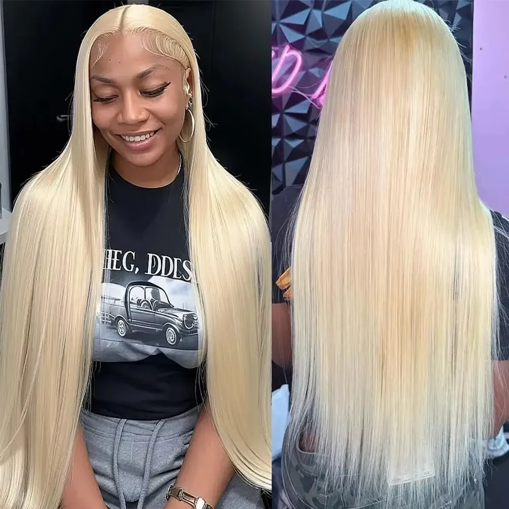 

40 Inch Bone Straight 613 Honey Blonde 13x4 HD Lace Frontal Human Hair Wig 13x6 Lace Full Front 220 Density Wigs for Black Women