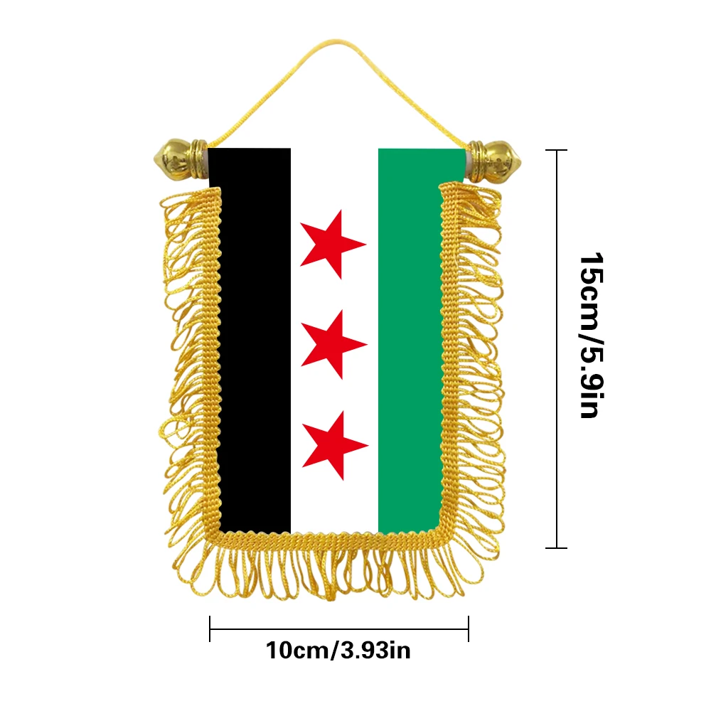 Syria small hangicng flag 10x15cm triangular flag car decoration hanging flag double-sided pattern with suction cup