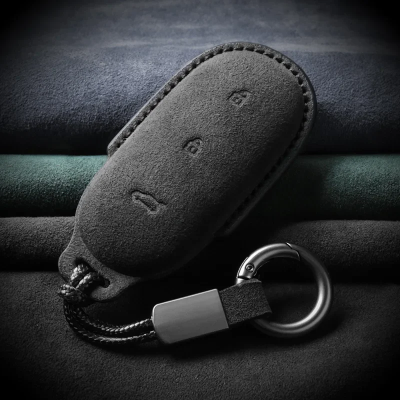 For Leading Ideal One Li Auto L9 for Li Lixiang L7 L8 L9 2022 2023 Suede Leathe Car Smarter Key Case Cover Shell Car Keychain