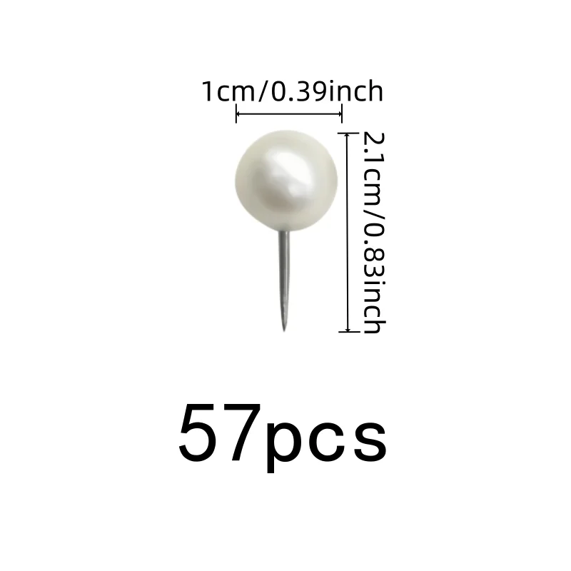 57 pcs Pearl Head Board Pins, Home Cork Board, Sharp Steel Pin Point, Elegant Decorative Look, Multipurpose
