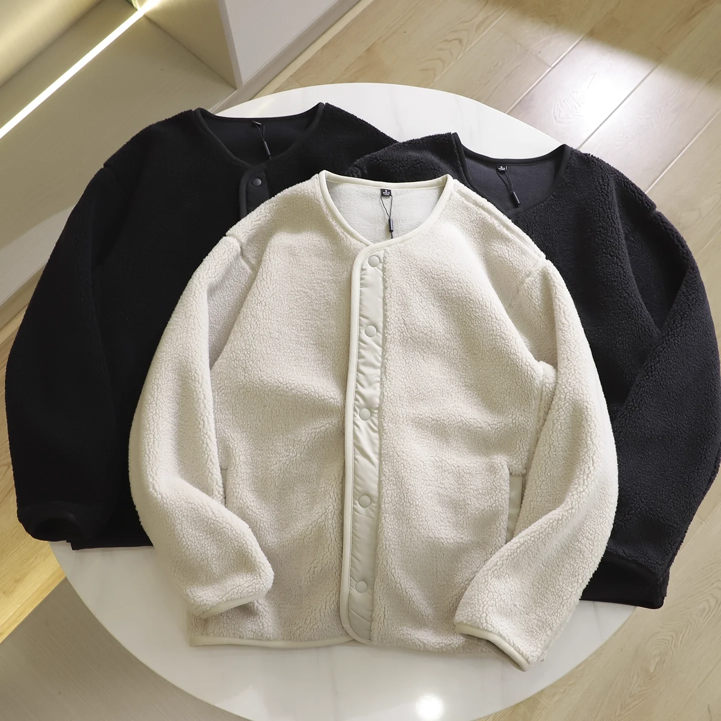 

Men's Fce Lined Thiened Warm Velvet Jaet Coat Windproof Casual Sle Long Sve round Ne Regular Length for Try on ...