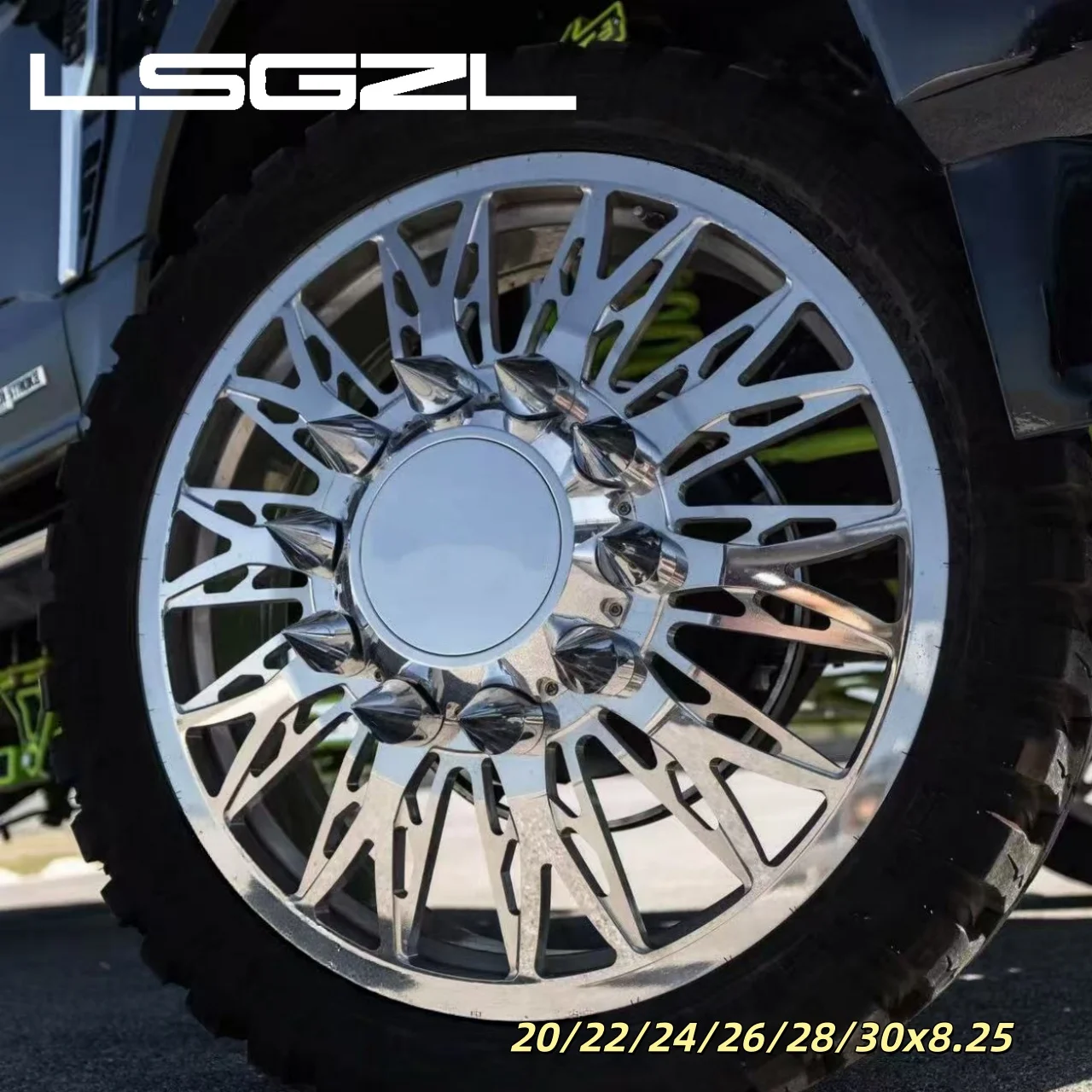 Super Single Wheel Chrome Polish Dually Car Wheels 20 22 24 26 28 30x8.25 Inch 8X6.5 Rims for Ford GTR Truck GMC Silverado
