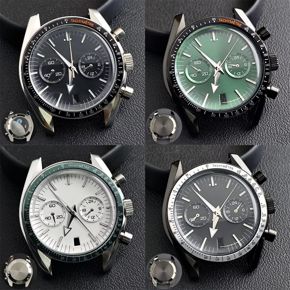 39.7mm Case Stainless Steel Case Fit VK64 VK63 Movement Case 20mm Strap 5 Bar Waterproof Multi Functional Timing Watch Case