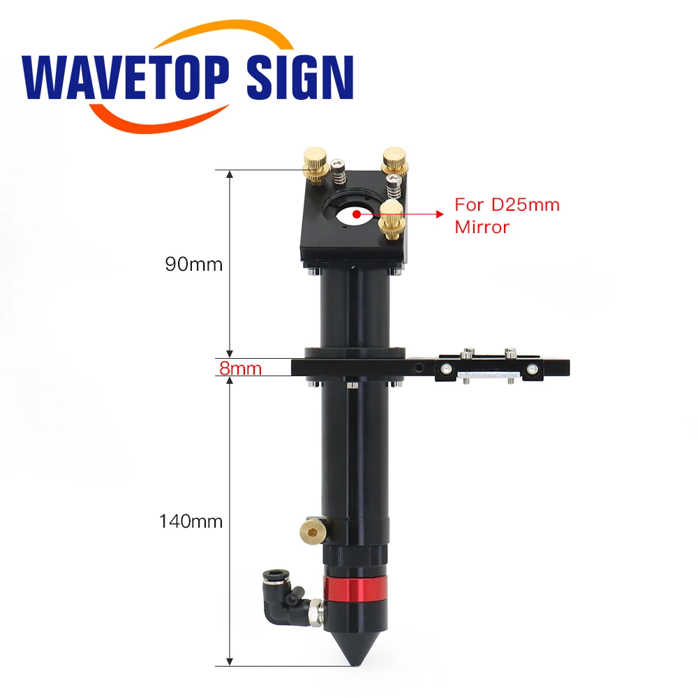 WaveTopSign Heighten CO2 Laser Head for Dia.20mm FL 50.8/63.5mm Lens D25mm Mirror For Laser Cutting Machine