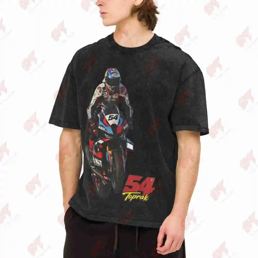 Toprak Razgatlioglu 54 GP Racing Motorcycle Vintage Washed Tee Pure Cotton T-Shirt