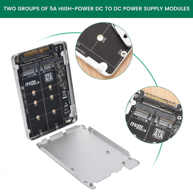 Adaptador M.2 SSD para U.2, SATA-Bus NGFF SSD para PCI-E, U.2 SFF-8639, Pcie M2 Converter, 2in 1