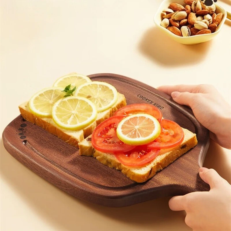 

Разделочная доска из натурального дерева черного дерева, многофункциональная для детского питания, пиццы, хлеба, стейка, антибактериальный сервировочный поднос, кухонный инструмент