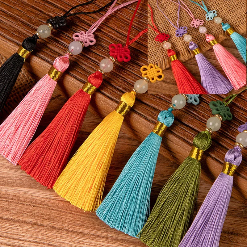 5-20Pcs Chinese Knot Tassels Handmade Silky Tassel With Jade Beads Crafts For Jewelry Making DIY Earring Bookmark Decoration