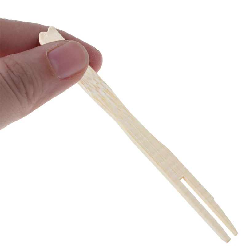 100Pcs Bamboo Disposable Wooden Fruit Fork Pick Dessert Forks Tableware Party
