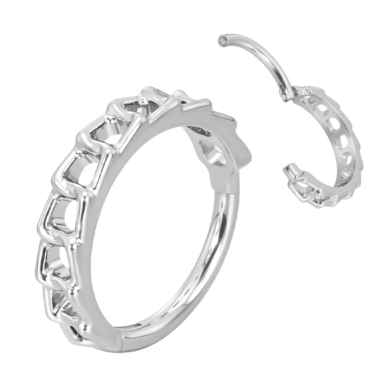 ASTM F136 Titan Ohrpiercing Nasenring Ohrknorpel Unregelmäßiger Segment-Creolenring Klappbarer Clicker Ohrring Körperschmuck – Detail 10
