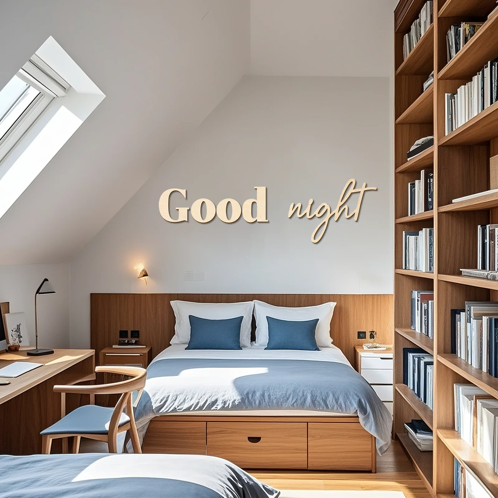 

Good Night 3D Wood Wall Decals - Large Wood Sign, Home Decor, Aesthetic Room Decor, Bedroom Wall Decals (Set of Two)