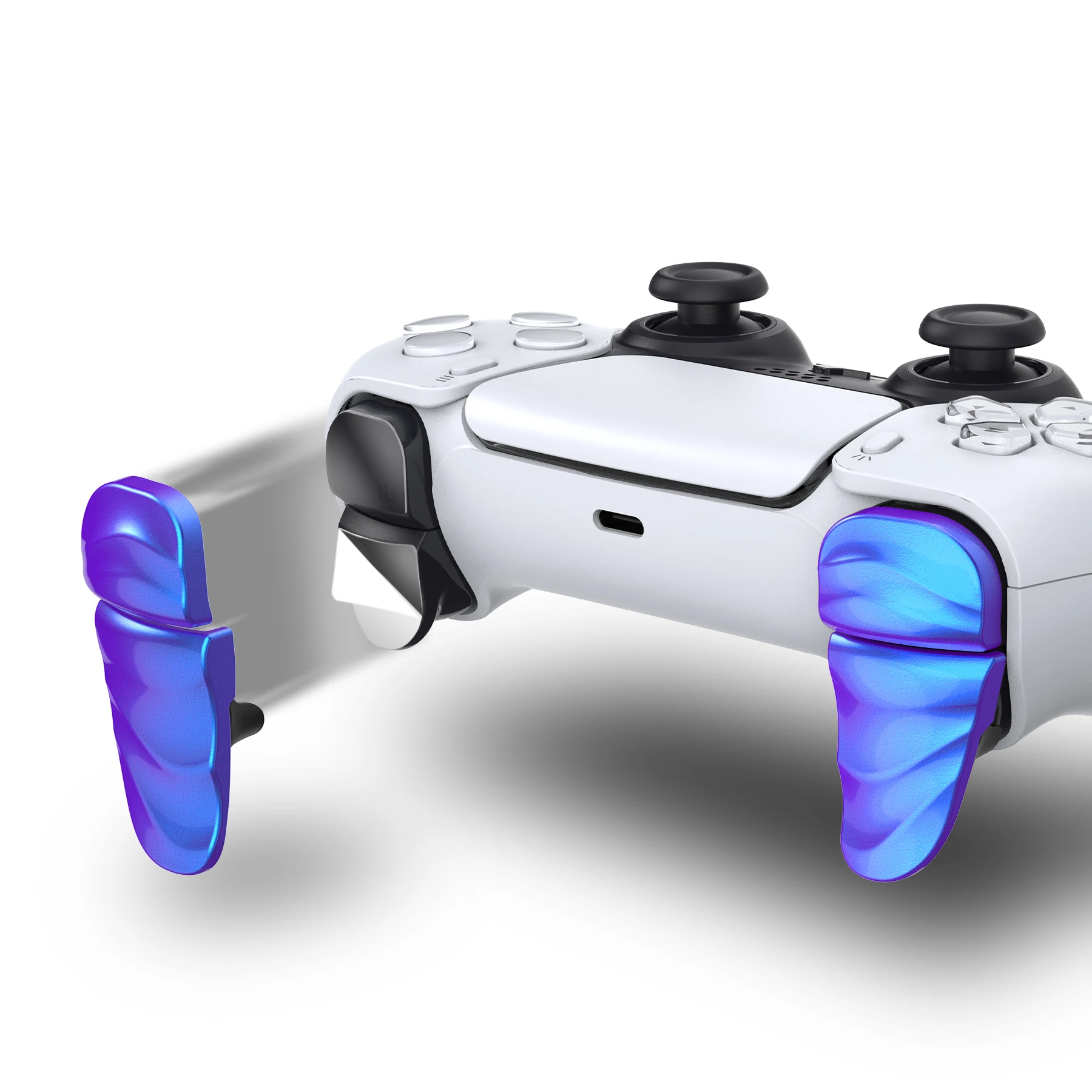 PlayVital DUNE Kit de extensión de botones de hombro de parada de gatillo de 2 pares para ps5, para Portal PS, para ps5 Edge - Camaleón Púrpura Azul
