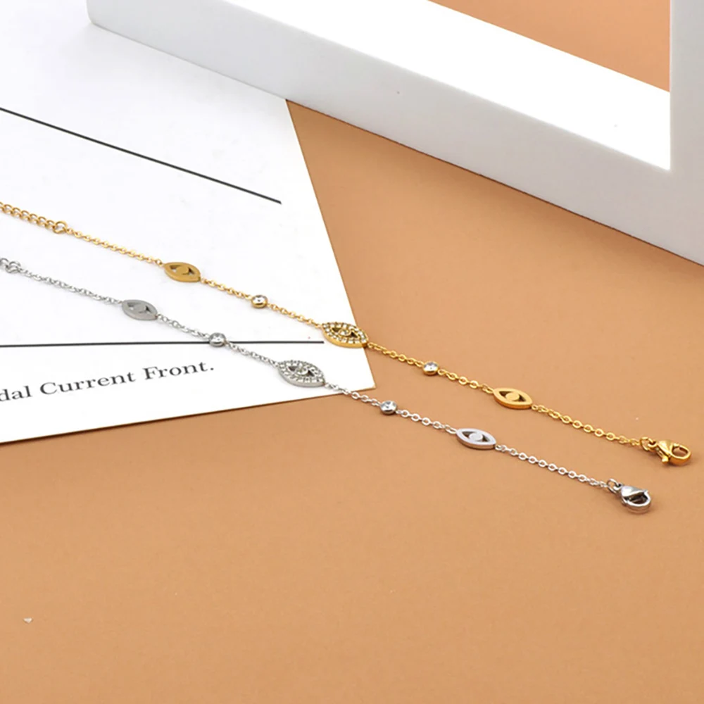 JeeMango Runde CZ-Anhänger-Halskette, Armband für Damen, weißer Zirkonia, Edelstahl, schlichter Luxus-Hochzeitsschmuck B26031 – Detail 19