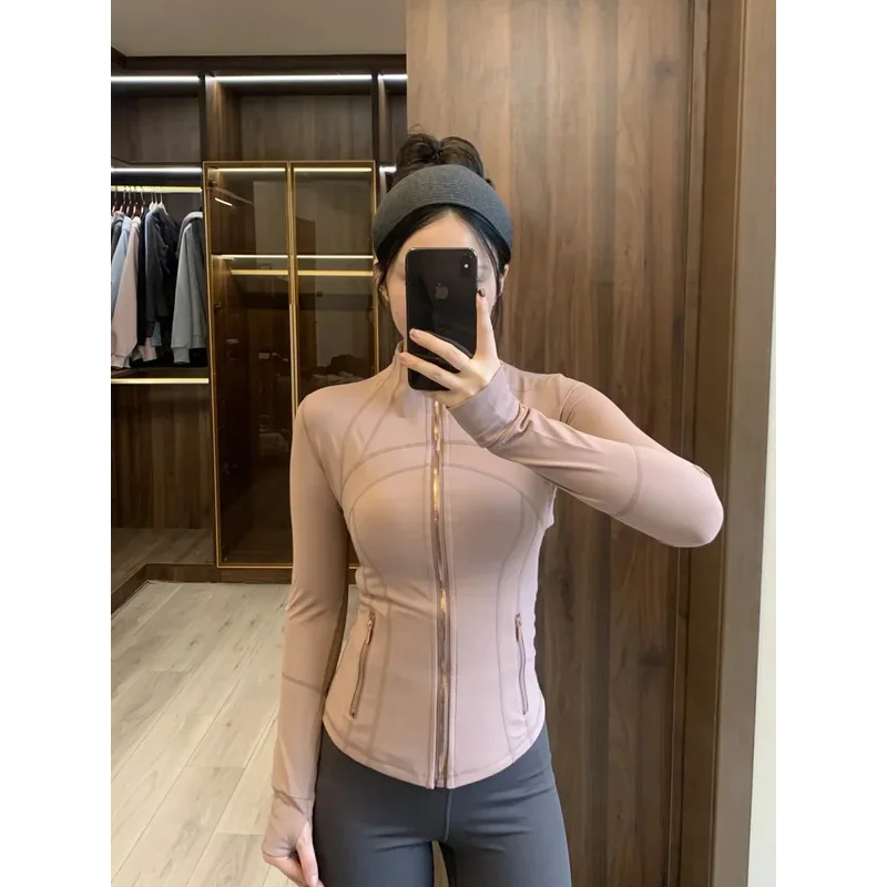 2026 New version of gold zipper slimming jacket yoga stand up collar jacket slim fit quick drying sports thin version