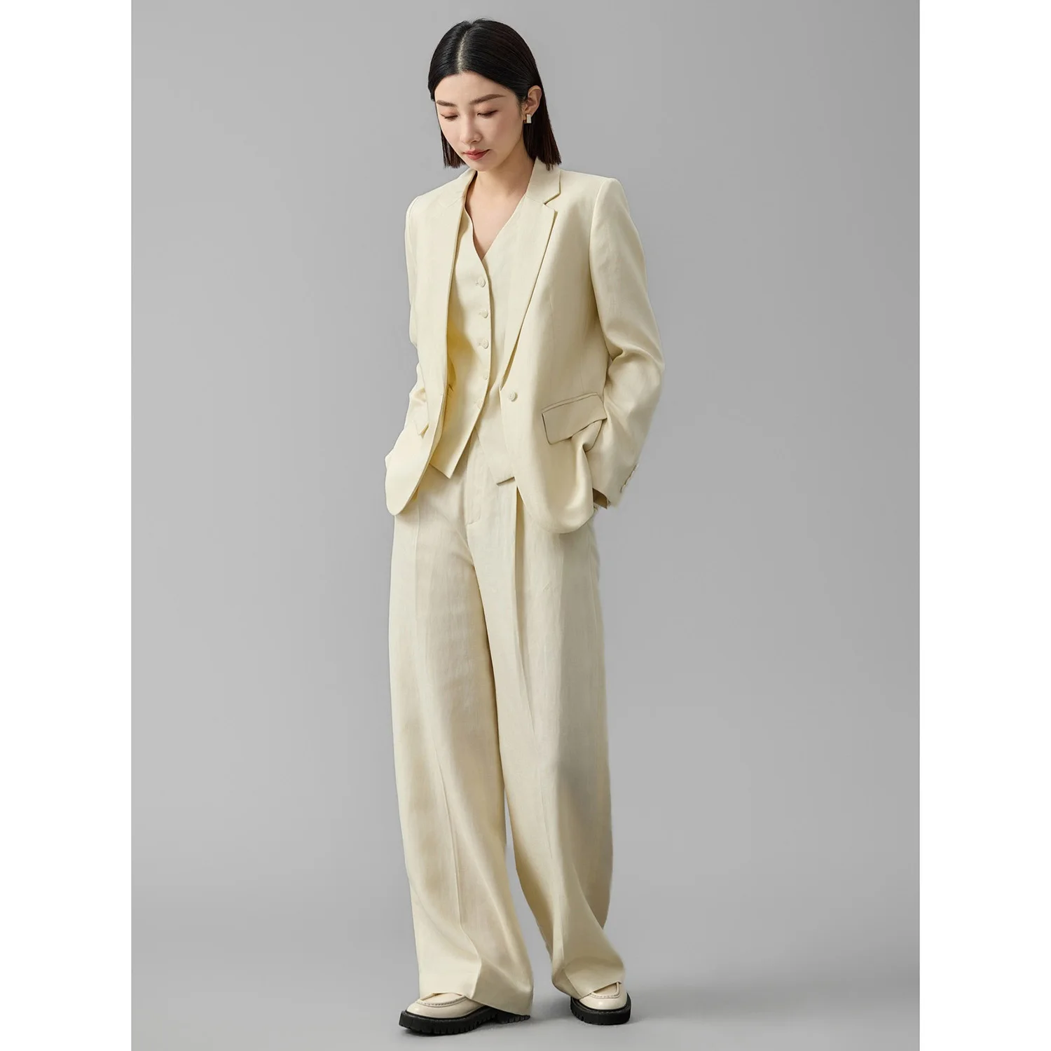 

Allingentle Customized Women Pants Suits 3 Piece Suit Business Office Single-Breasted Jacket Vest Pantsuit Sets