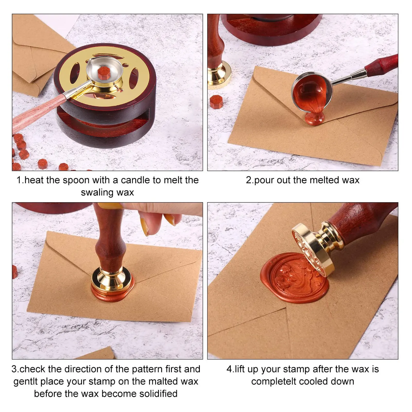 

1 Set Of Wax Melting Tools Portable Sealing Wax Warmer With Hollow Bottom Spoon For Diy Wedding Invitations Letters Use