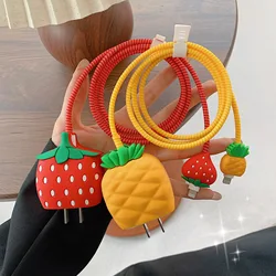 Cable Protector 4Pcs Set for iPhone / iPad 18W/20W Charger Case Cute 3D Cartoon Cable Management Phone Wire Cord Organizers