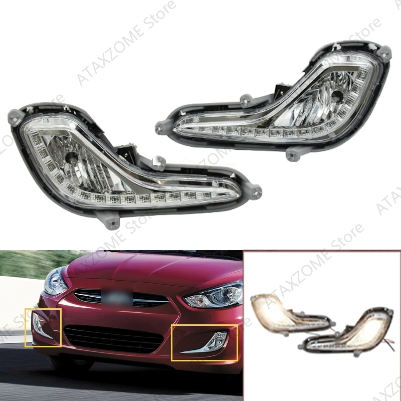 

1 set LED DRL Daytime Running Light For Hyundai Solaris Accent 2010-2013 Headlight Fog Lights Lamp Headlights Driving Lamp