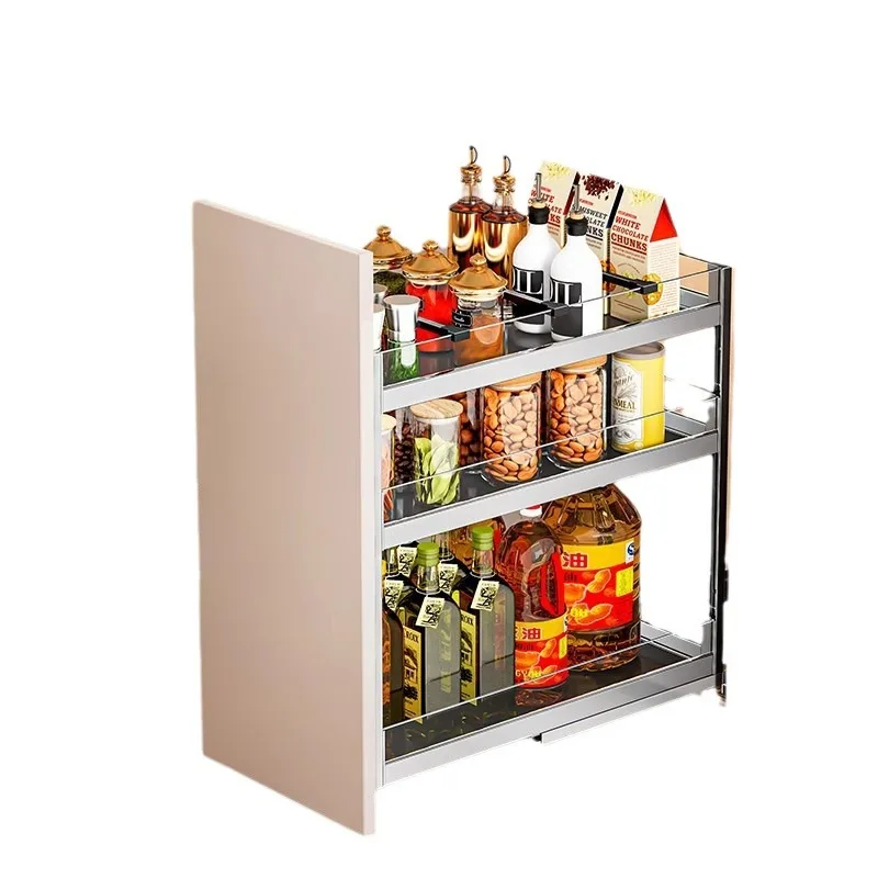 

Seasoning seasoning basket drawer type very narrow small size cabinet pull-out rack storage