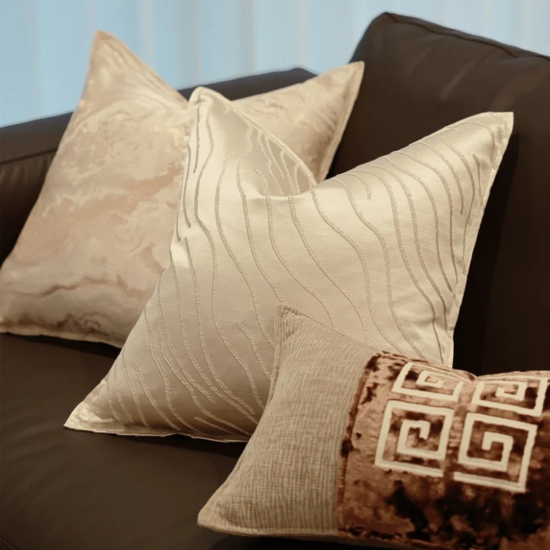 Ivory Jacquard Pillows Soft Geometric Cushion Case Modern Luxury Chinese Decorative Pillow Cover For Sofa Chair Home Decorations