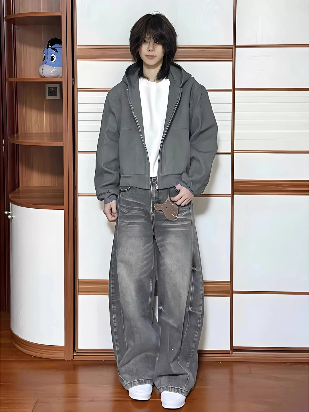 

American Sle Vintage Waed Loose Men's Jeans Knife Wide Leg Workwear Pants Cleanfit Straight Long Trousers