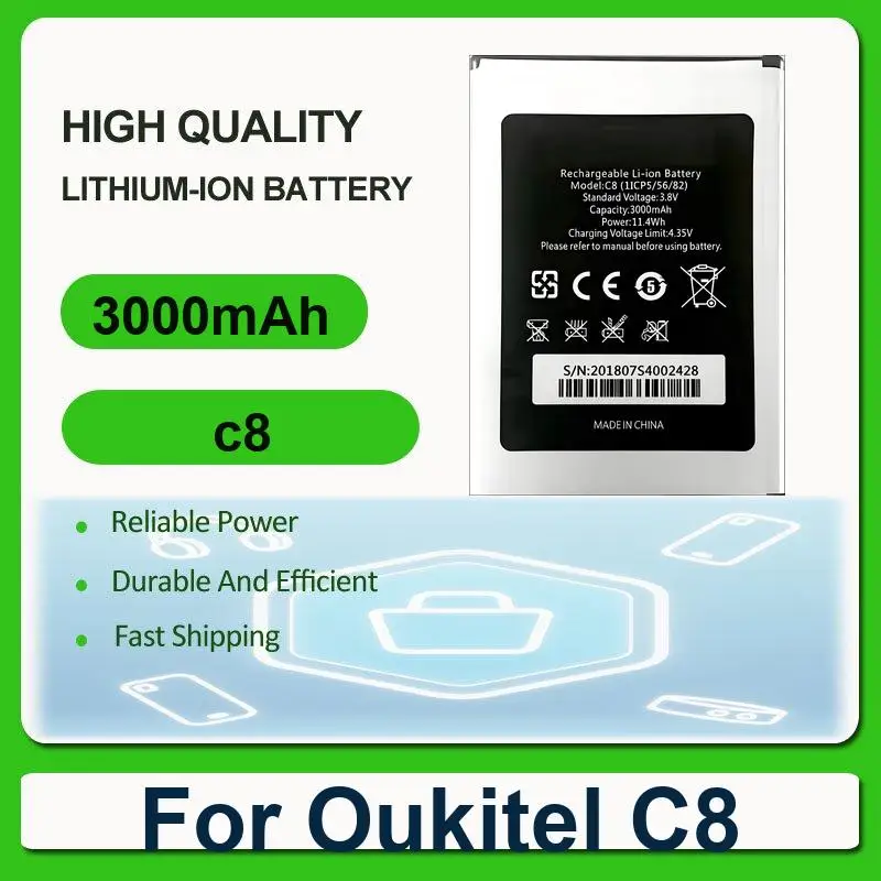 Аккумулятор для Oukitel C8 WP2 WP27 S117 U22 K7 Power C17 Pro C10 K15 Plus WP5000 Pro/S70 C25 IIIF150 Air 1 Air1 WP23 U2 U7 U20 U15