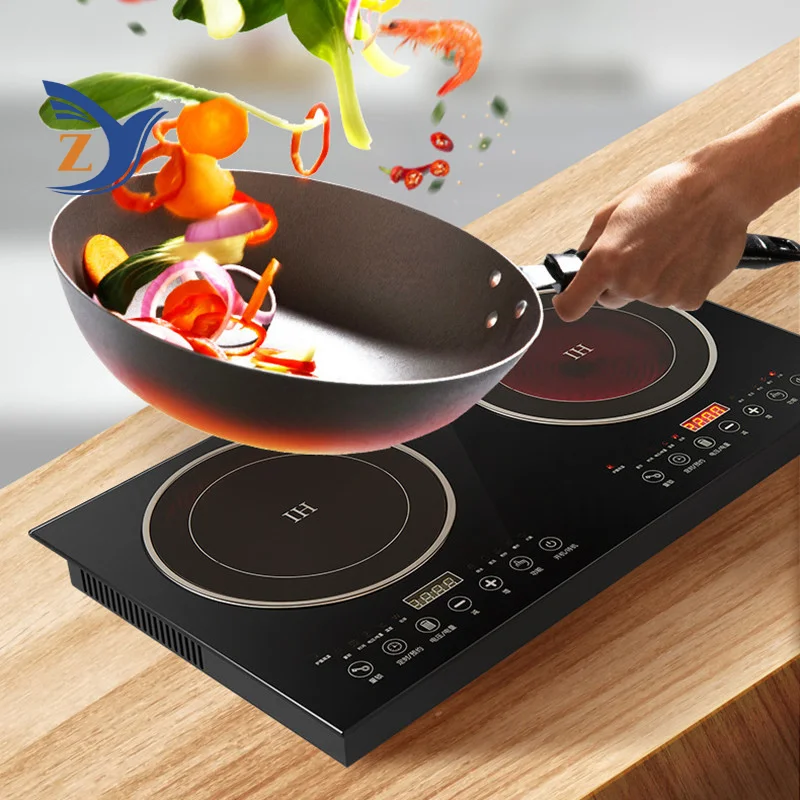 Dual Head Embedded Electric Ceramic Stove Stir Frying Induction Cooker Dual Desktop Dual Eye Commercial Hot pot  Multifunctional