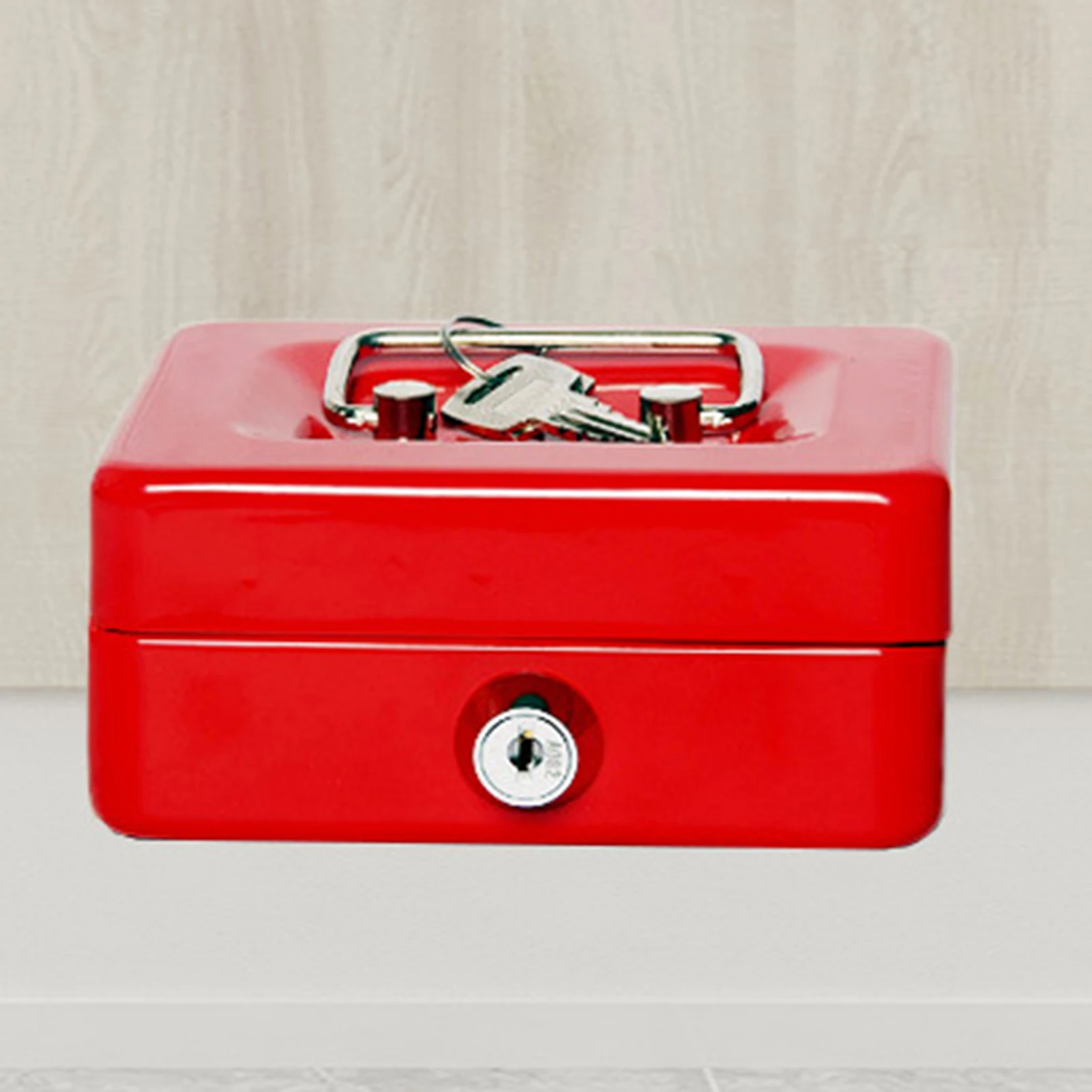 Locking Small Steel Cash Box with Lock Cash Drawer Tray Locking Cover Small Safe Lock Box with Key