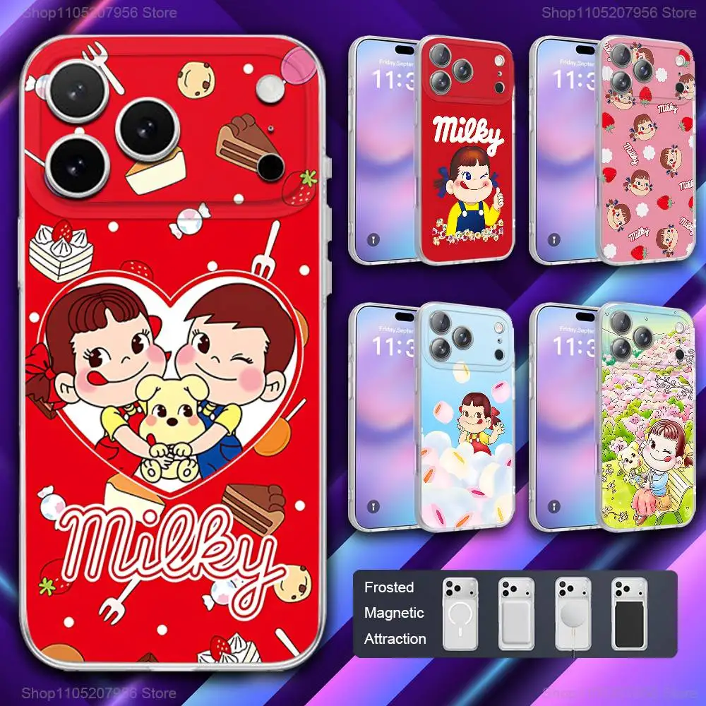 

Milk P-Pekos Girl Phone Case For iPhone 11,12,15,14,13,17,16,Pro,Plus,E,Max,Air,Mini Magnetic Frosted Cover