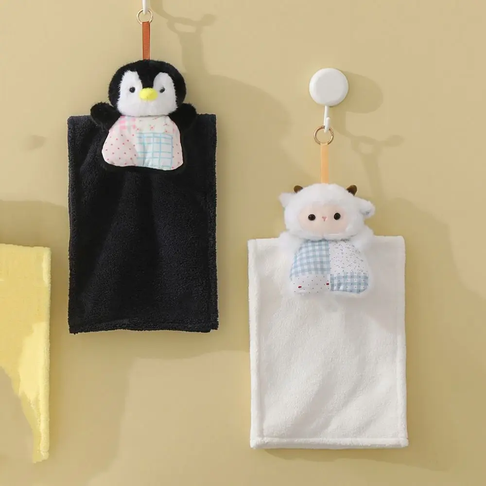 Cleaning Rag Cartoon Doll Hanging Hand Towel Plush Hanging Cleaning Hand Cloth Soft Absorbent Handkerchief Household
