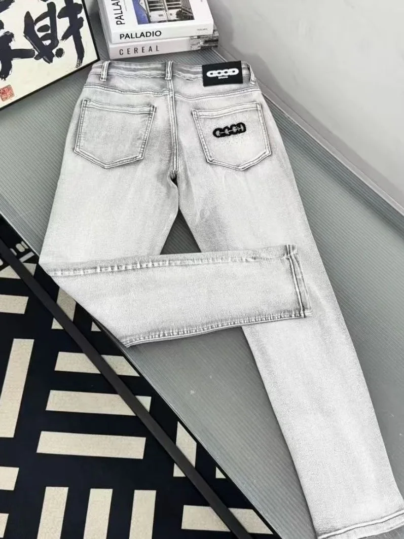 

Sli Slim Fit Straight Leg Jeans Embroidered Trendy Brand Good Letter Embroidery Faionable Casual Wear for Teens